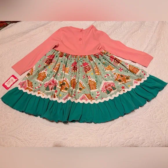 Ricrac & Ruffles Gingerbread Dress With Heart Buttons - Picture 2 of 5